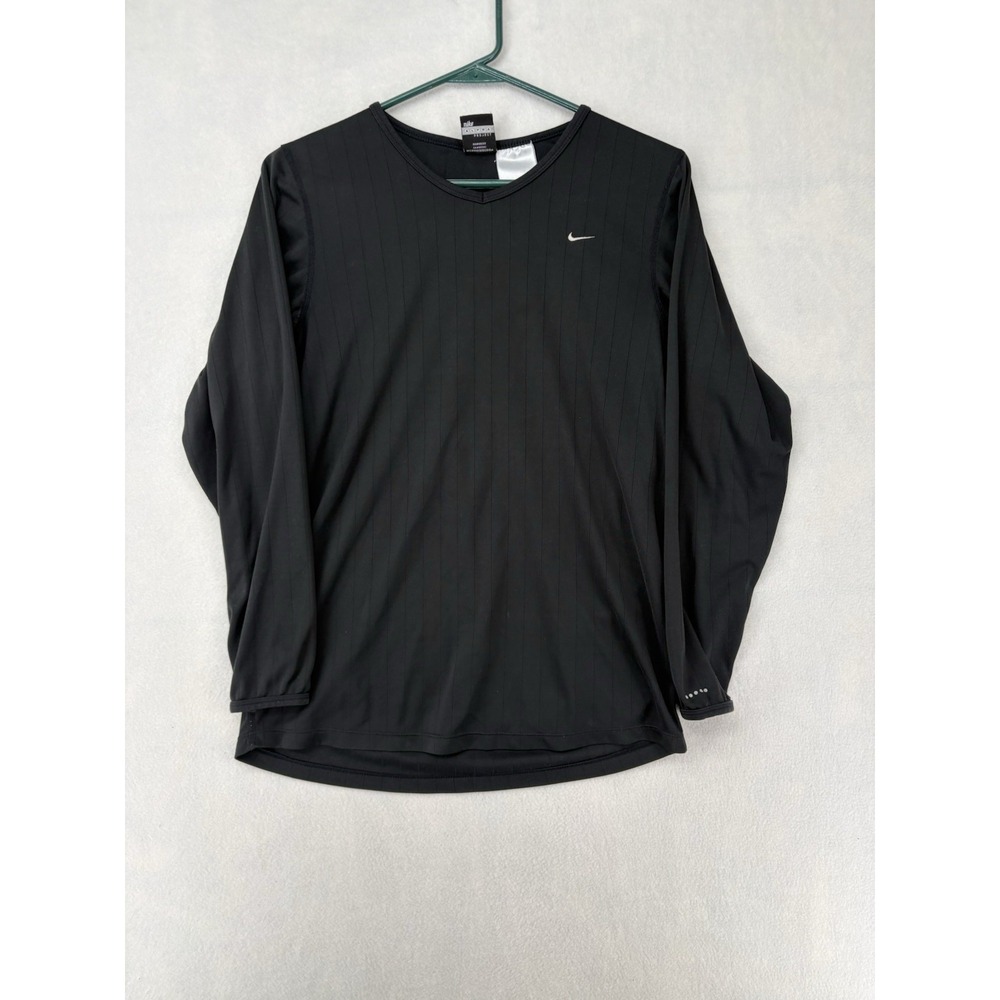 Nike Vintage Y2K Alpha Project Black Long Sleeve V-Neck Lightweight Men Shirt M